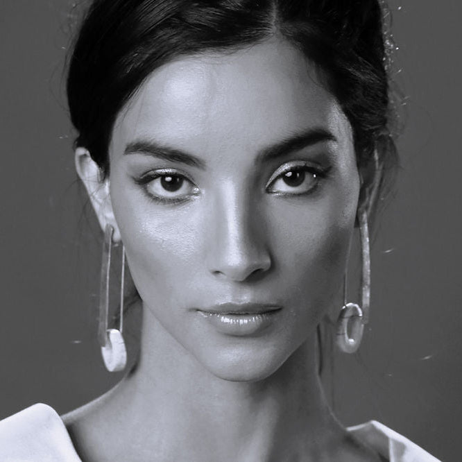 Handcrafted deer horn drop earrings with long rectangular bronze design plated in gold or silver