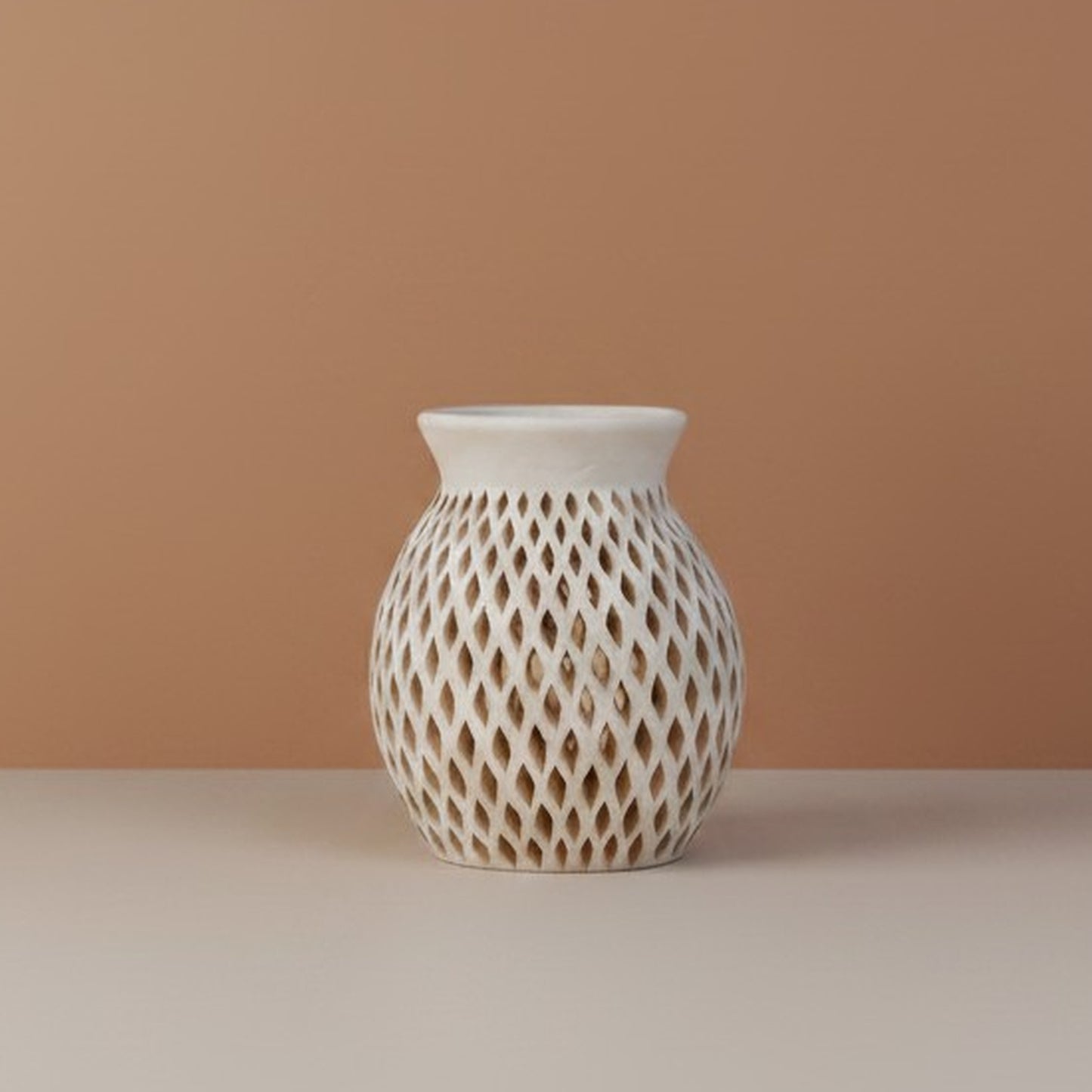 Diamond Cut Ceramic Vase - Handmade Oaxacan Pottery