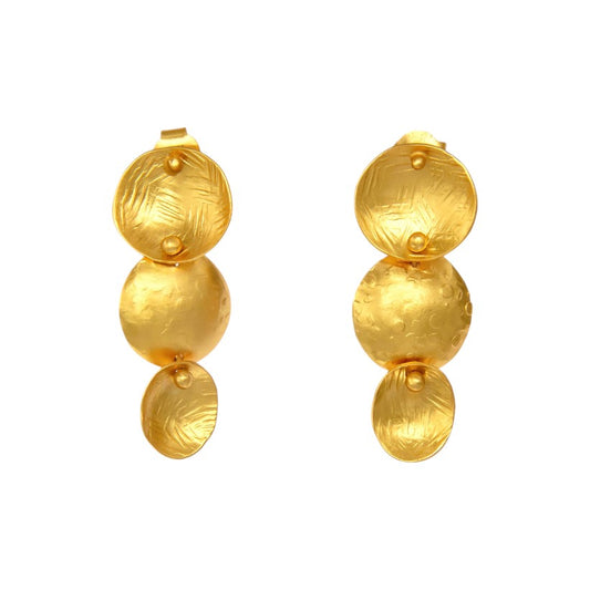 Textured Triple Disc Drop Earrings