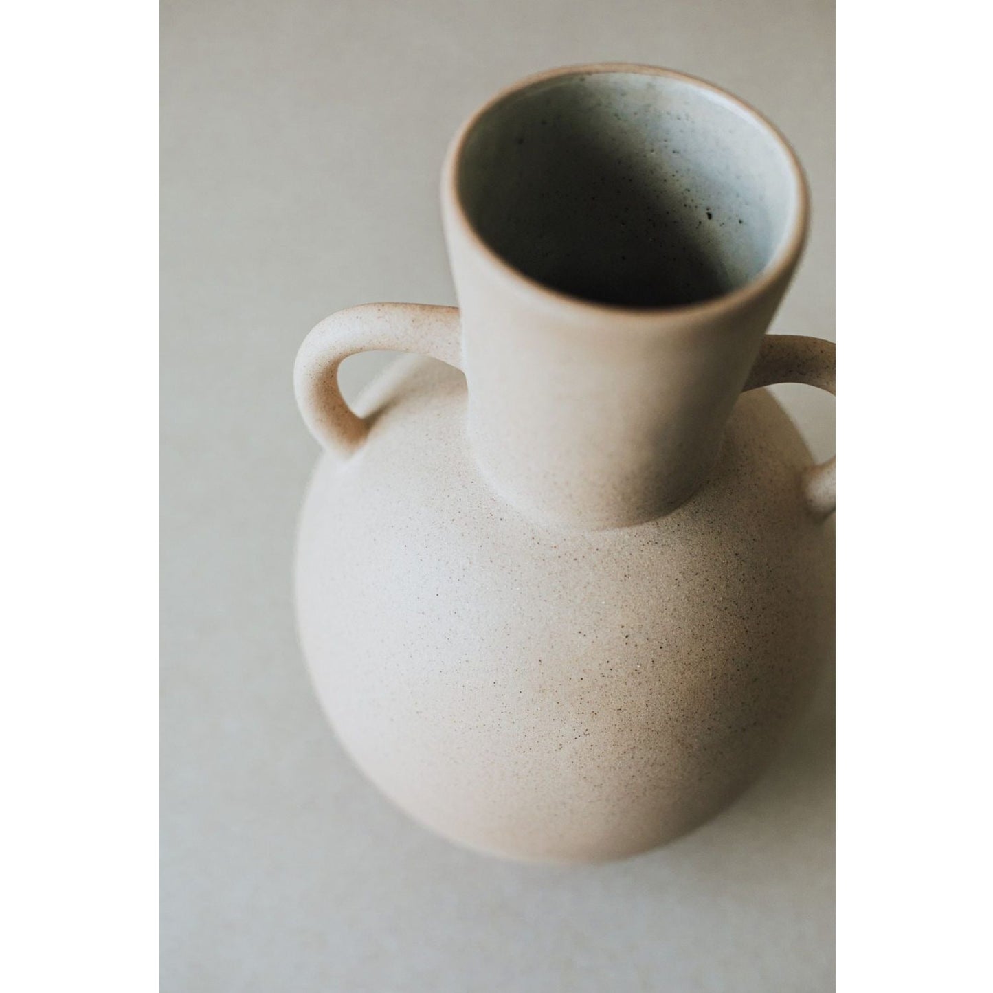 Natural Sand Ceramic Vase with Handles
