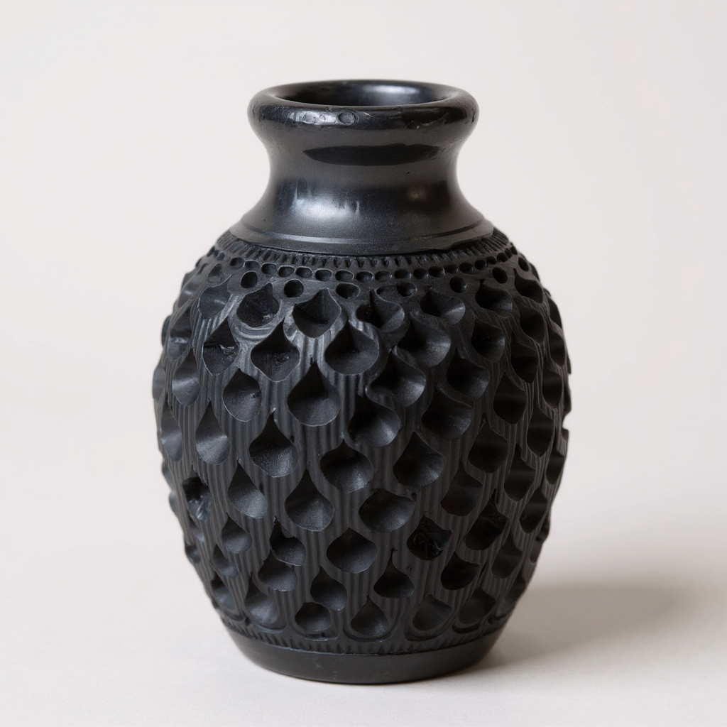Black Pottery Mini Vase
