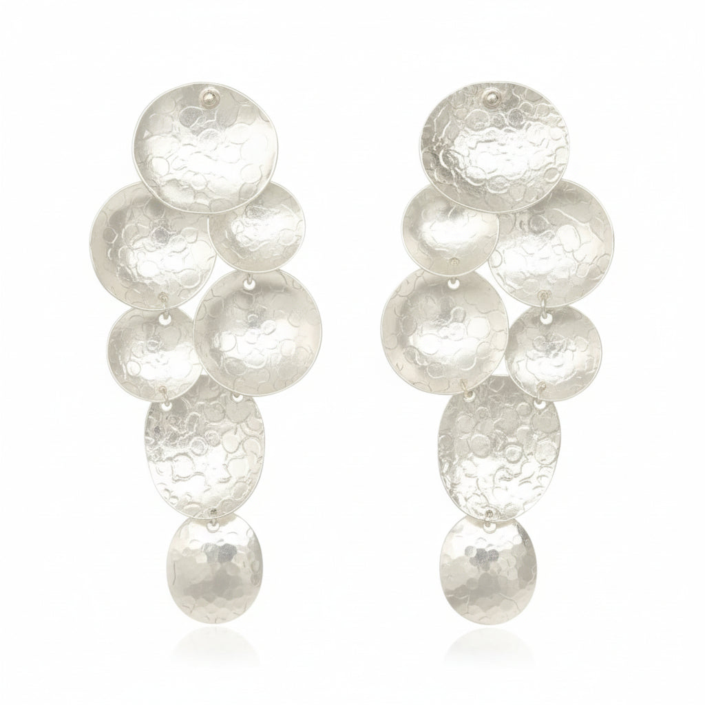 Cascade Sphere Earrings sterling silver, front view product shot on white background