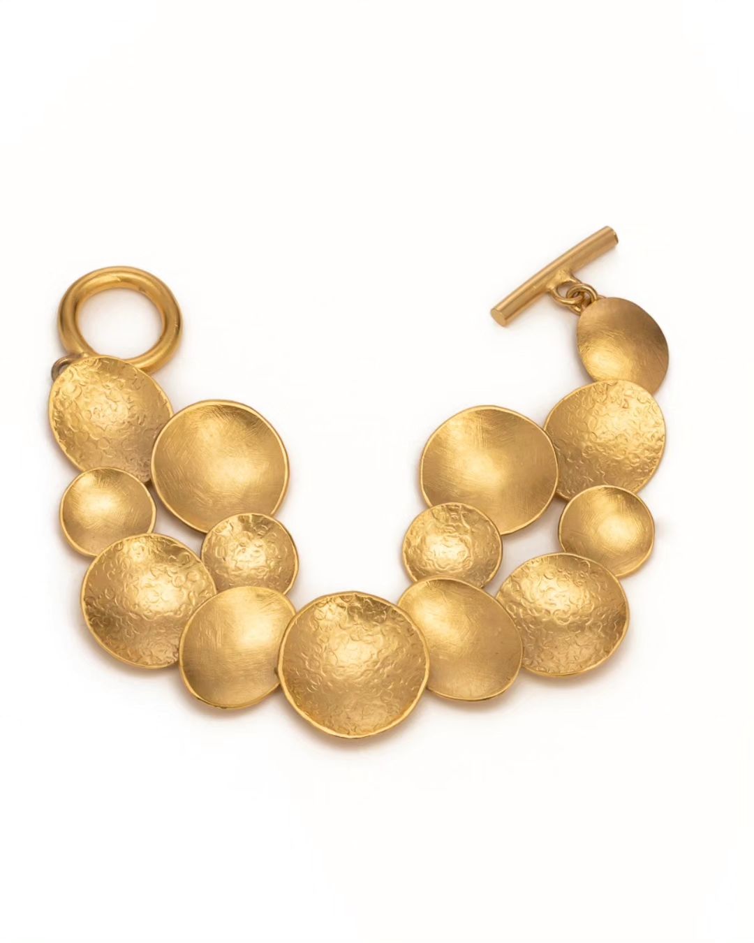 Sculptural Gold or Silver Disc Bracelet –