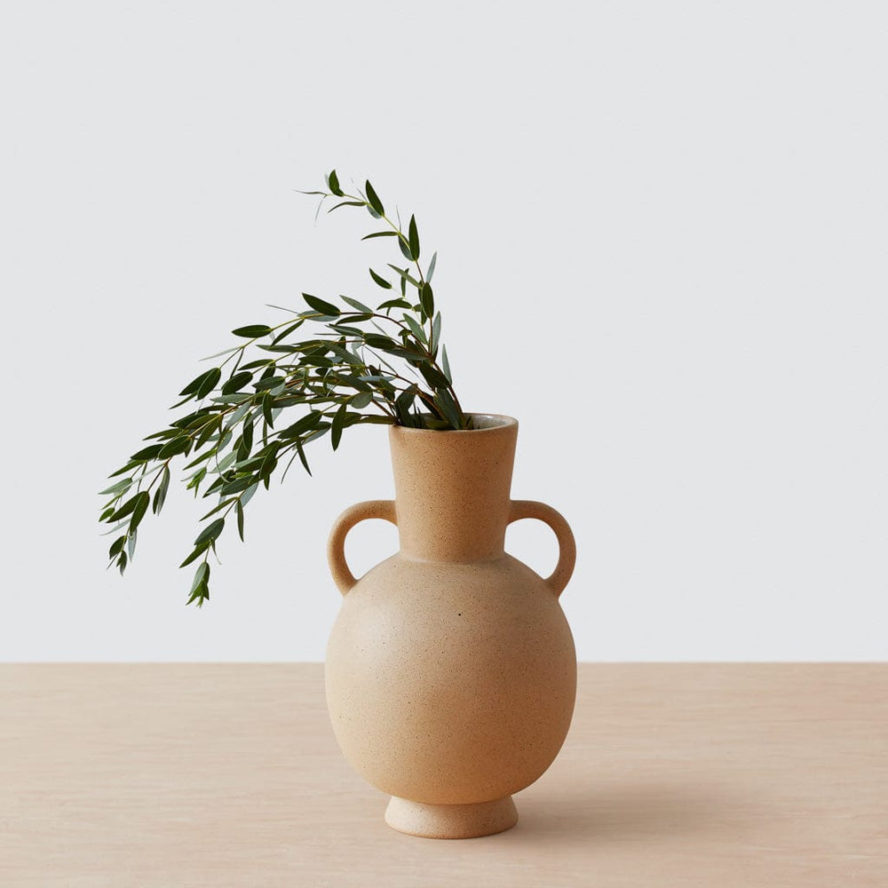 Natural Sand Ceramic Vase with Handles
