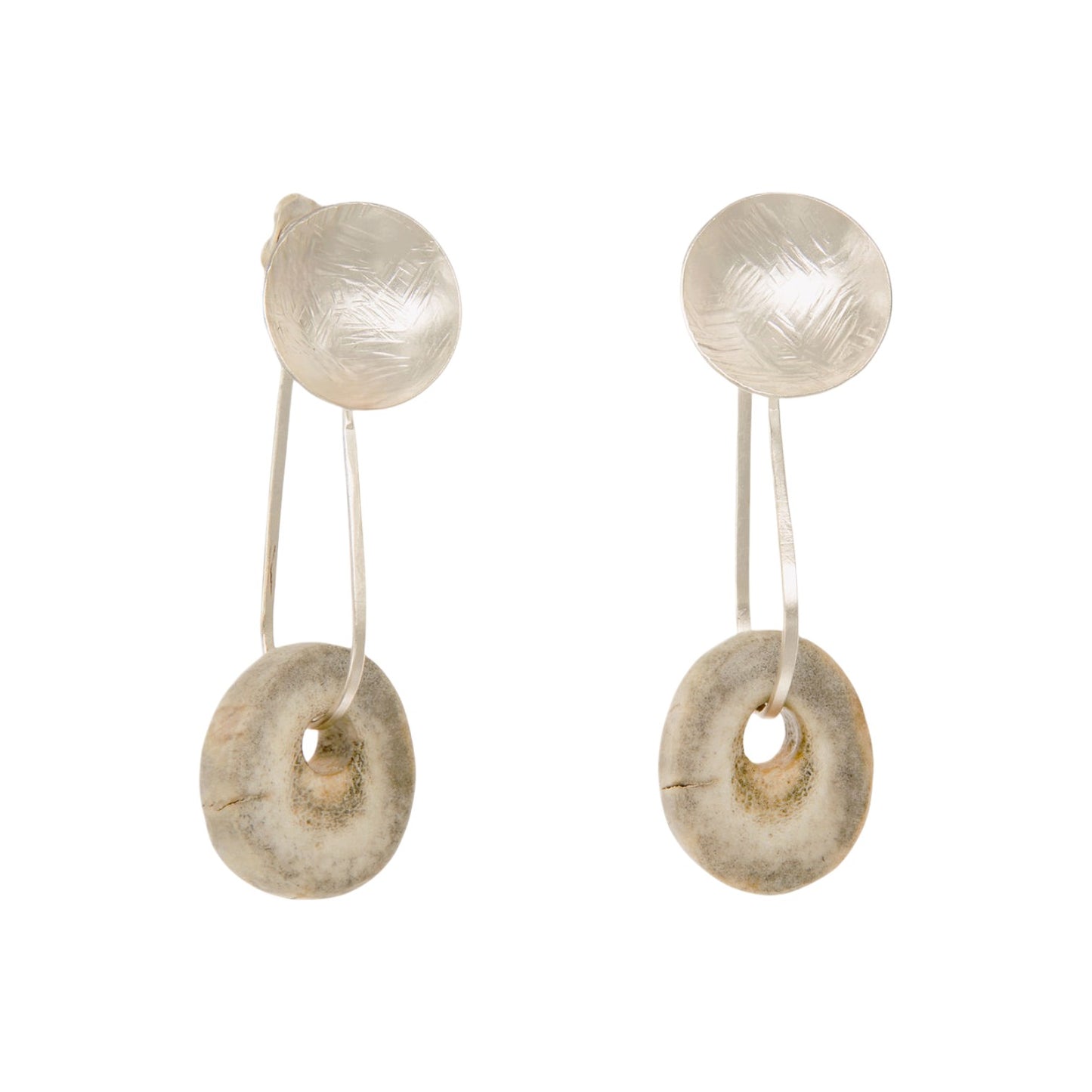 Handcrafted deer horn drop earrings with gold or silver plating, sculptural artisan design