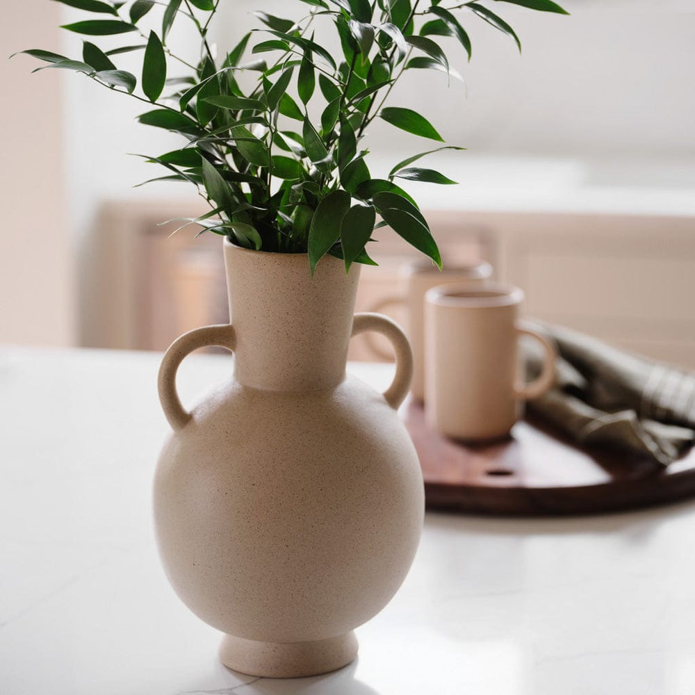 Natural Sand Ceramic Vase with Handles