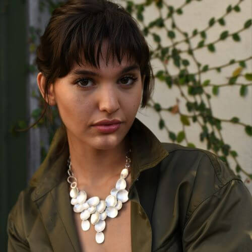 Kélebe Gold or Silver Cascade Disc Necklace