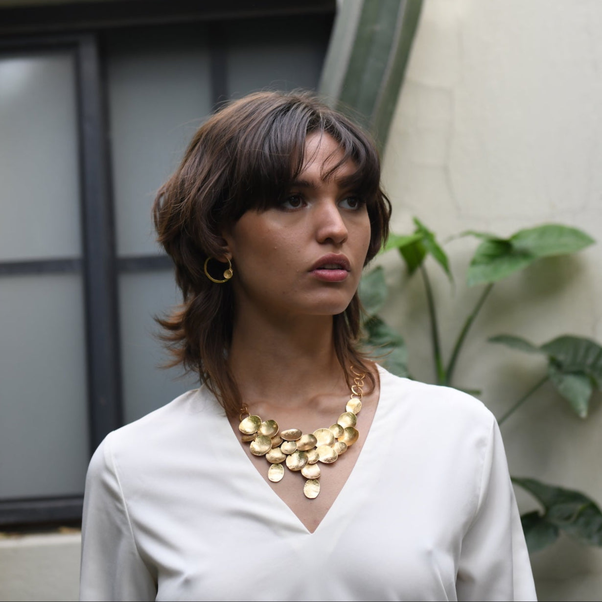Kélebe Handmade Gold Cascade Disc Necklace 