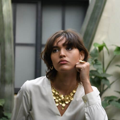 Kélebe Gold or Silver Cascade Disc Necklace