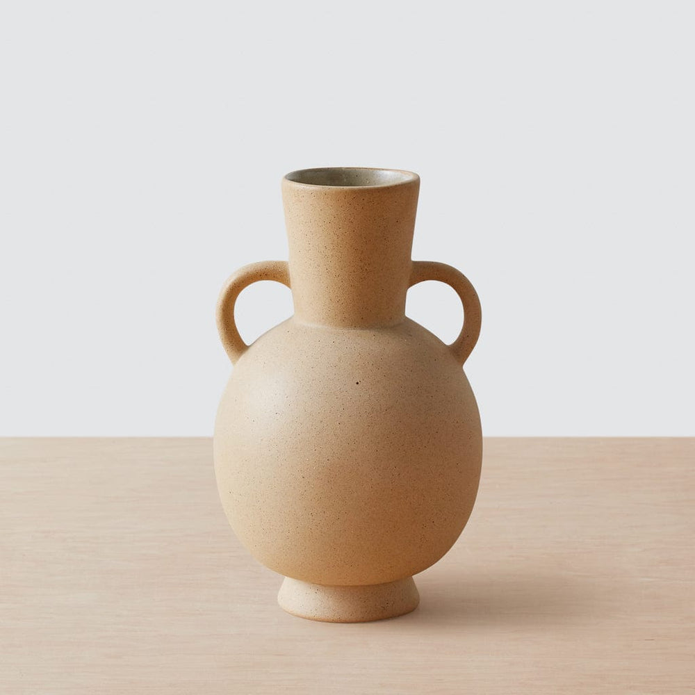 Natural Sand Ceramic Vase with Handles