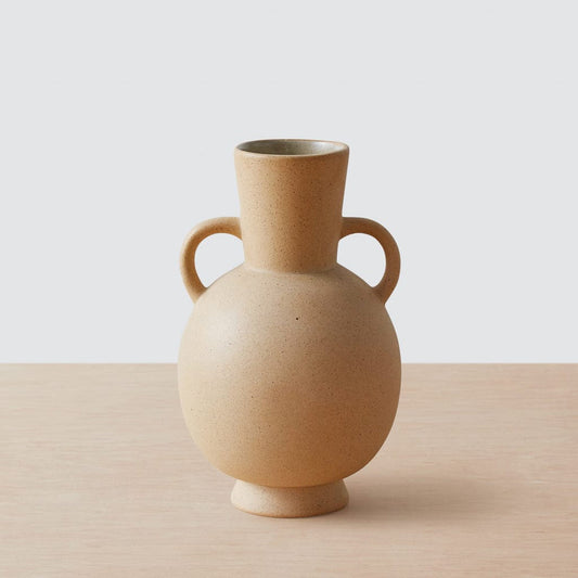Natural Sand Ceramic Vase with Handles
