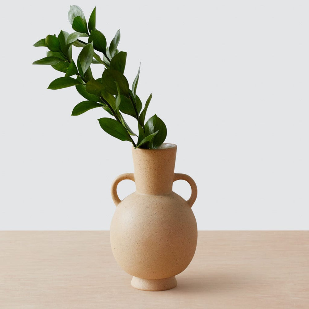 Natural Sand Ceramic Vase with Handles
