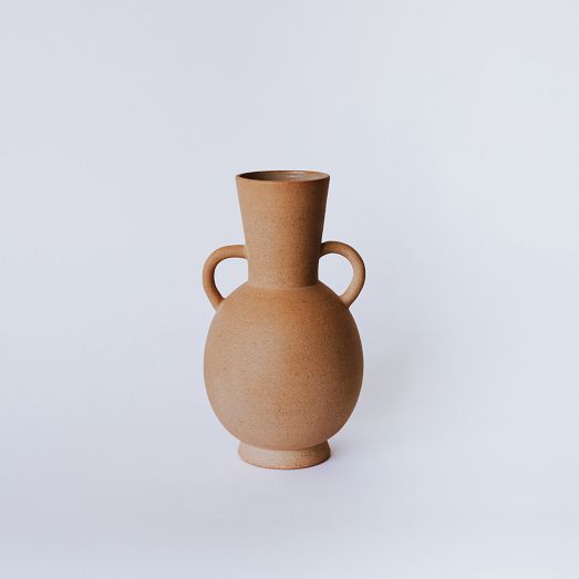 Natural Sand Ceramic Vase with Handles