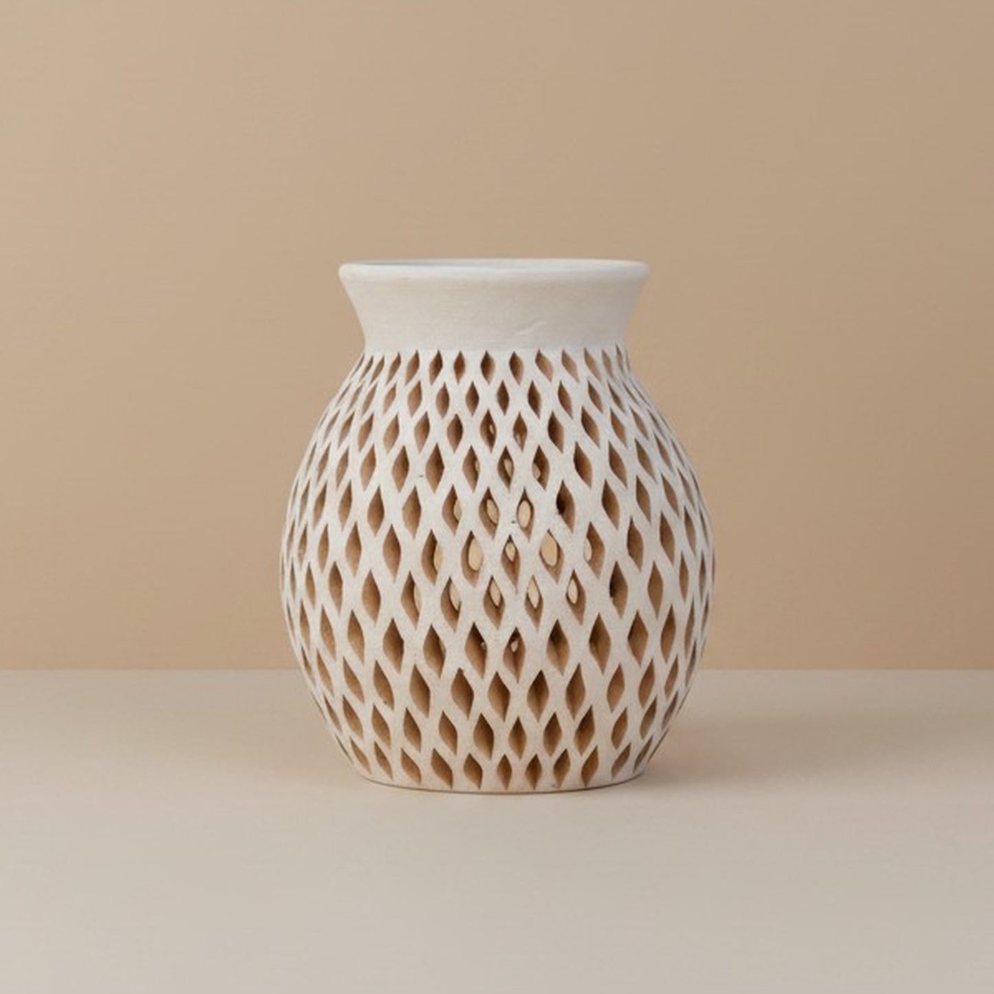 Diamond Cut Ceramic Vase - Handmade Oaxacan Pottery