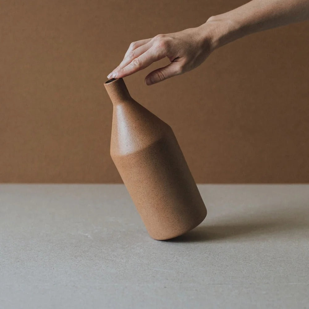 Minimalist Clay Bottle Vase - Morandi Vase