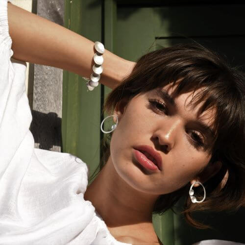 Kylix hammered disc cuff in gold or silver plated bronze, handcrafted Mexican jewelry